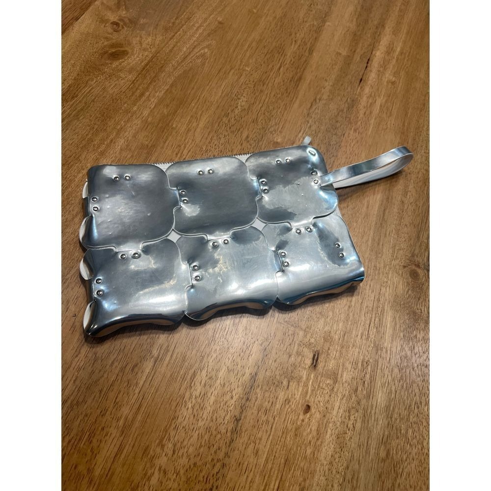 Paco Rabanne Mirrored Silver element Dragonne Wristlet bag pouch clutch - Picture 10 of 15